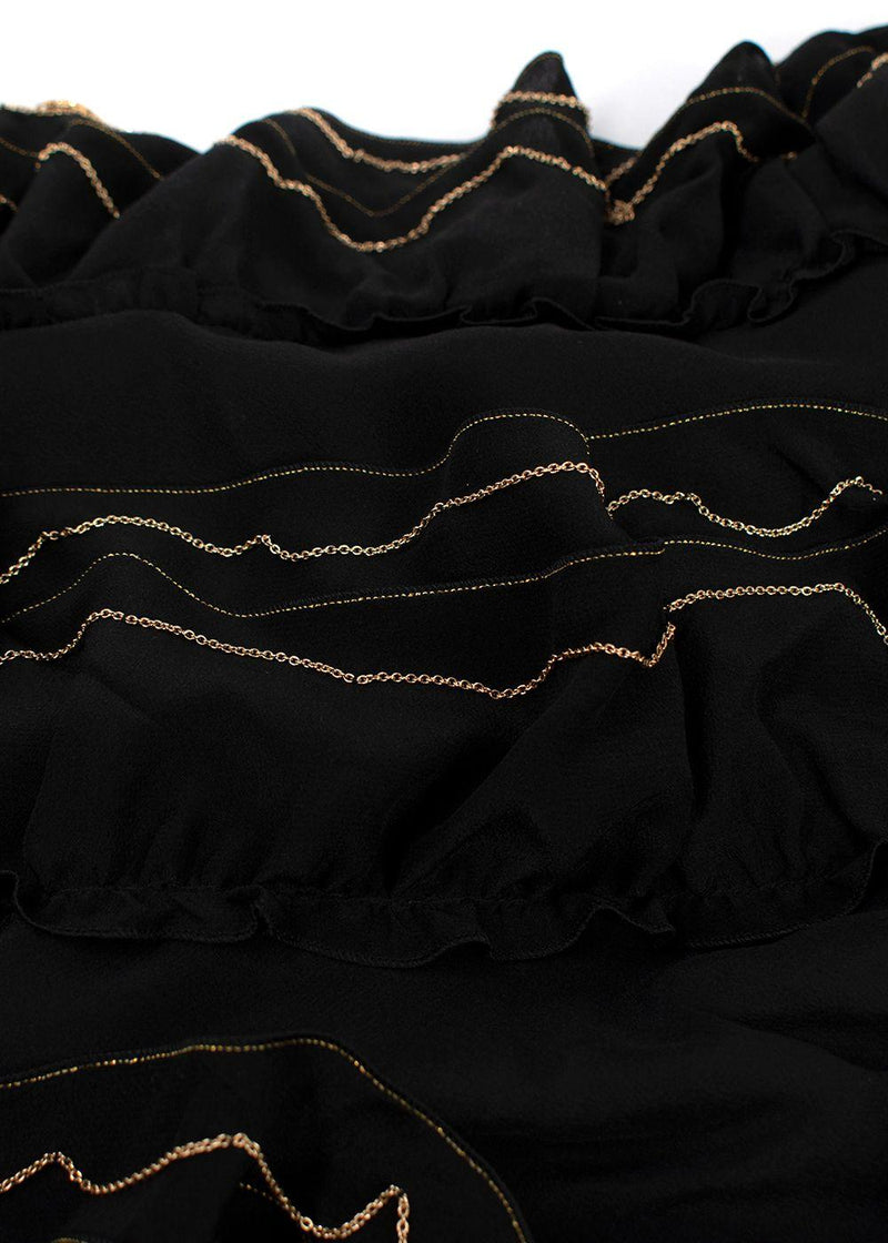 Chanel Black & Gold Tiered Chain Trimmed Scarf Top