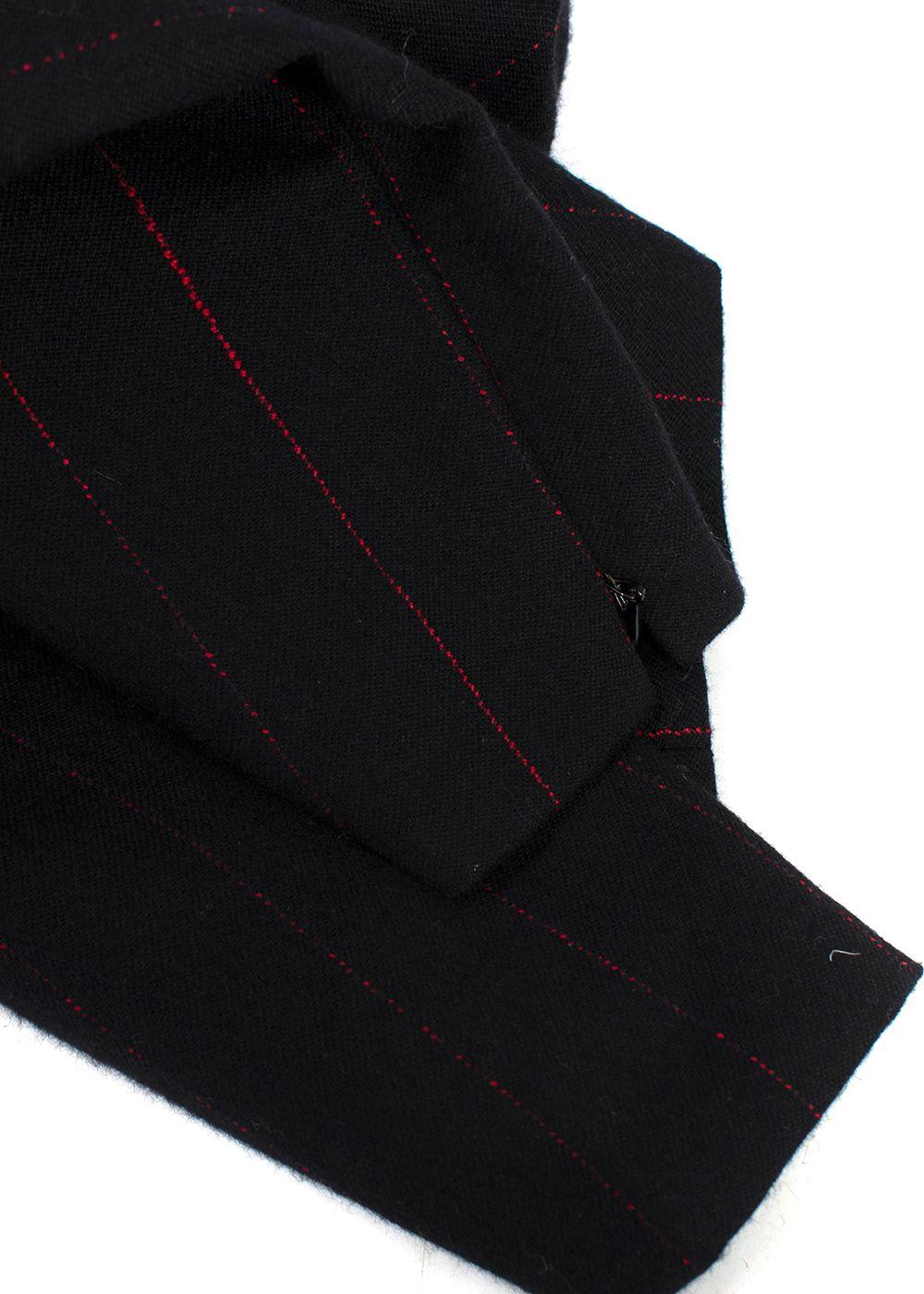 Mugler Black with Red Pinstripe Wool Trousers