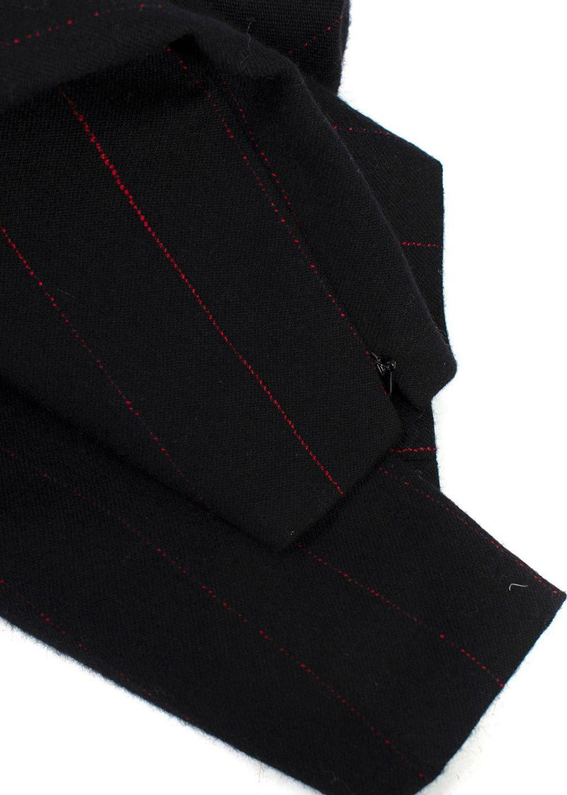Mugler Black with Red Pinstripe Wool Trousers