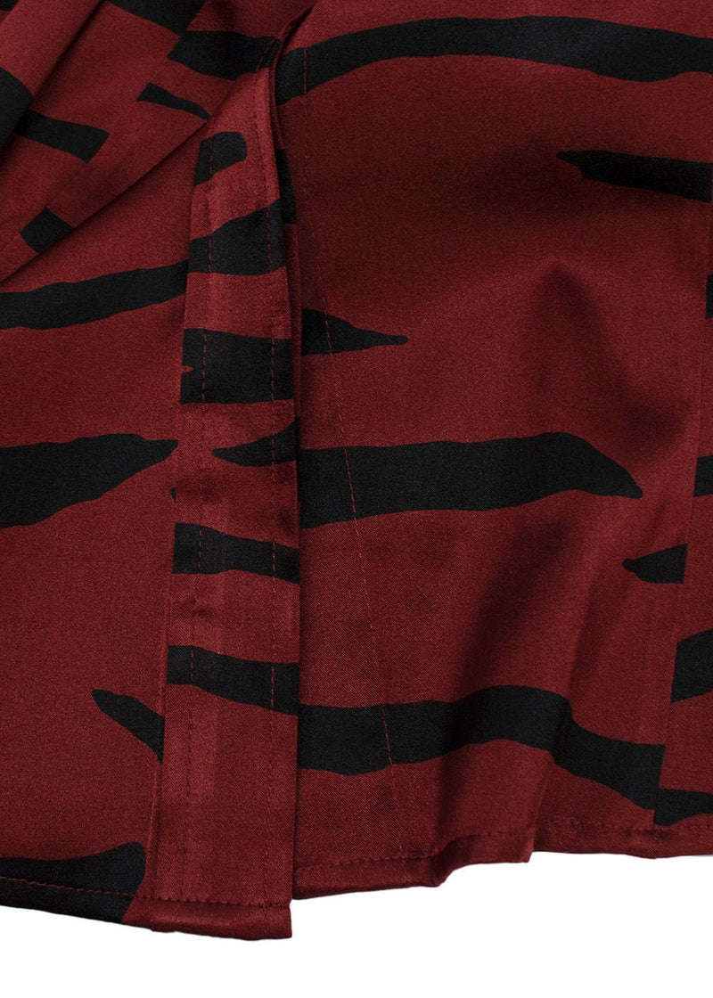 Ganni Deep Red Tiger Print Silk Shirt