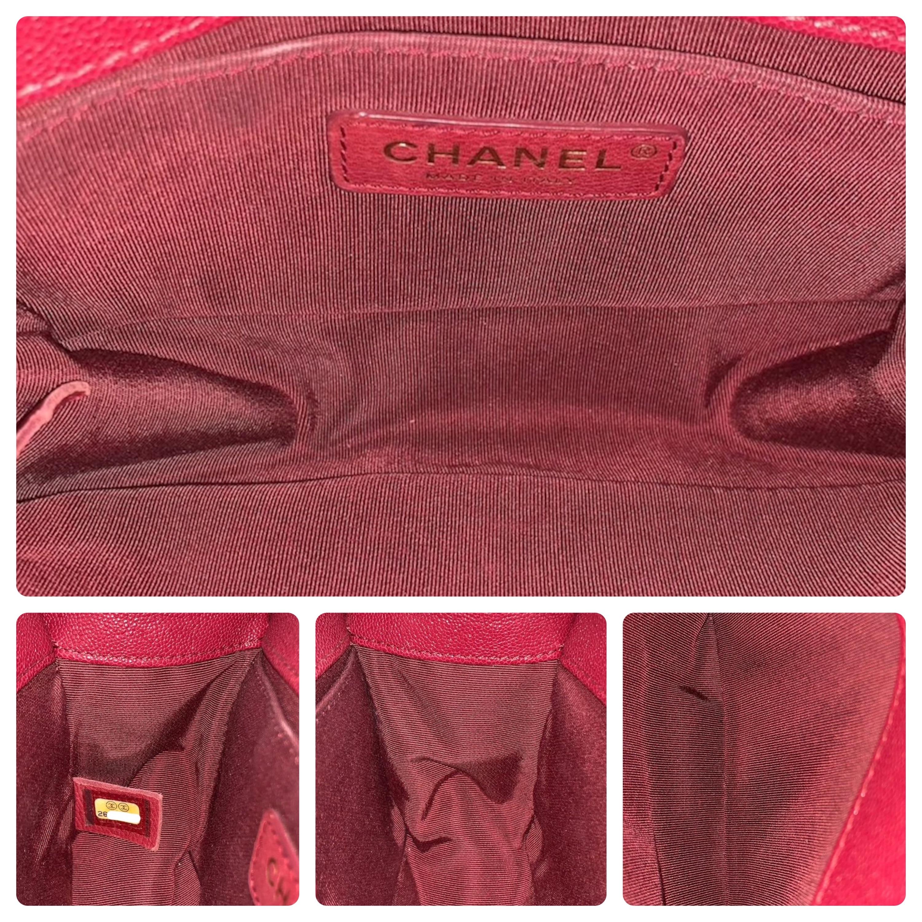 Chanel Red Caviar Leather Small Boy Bag