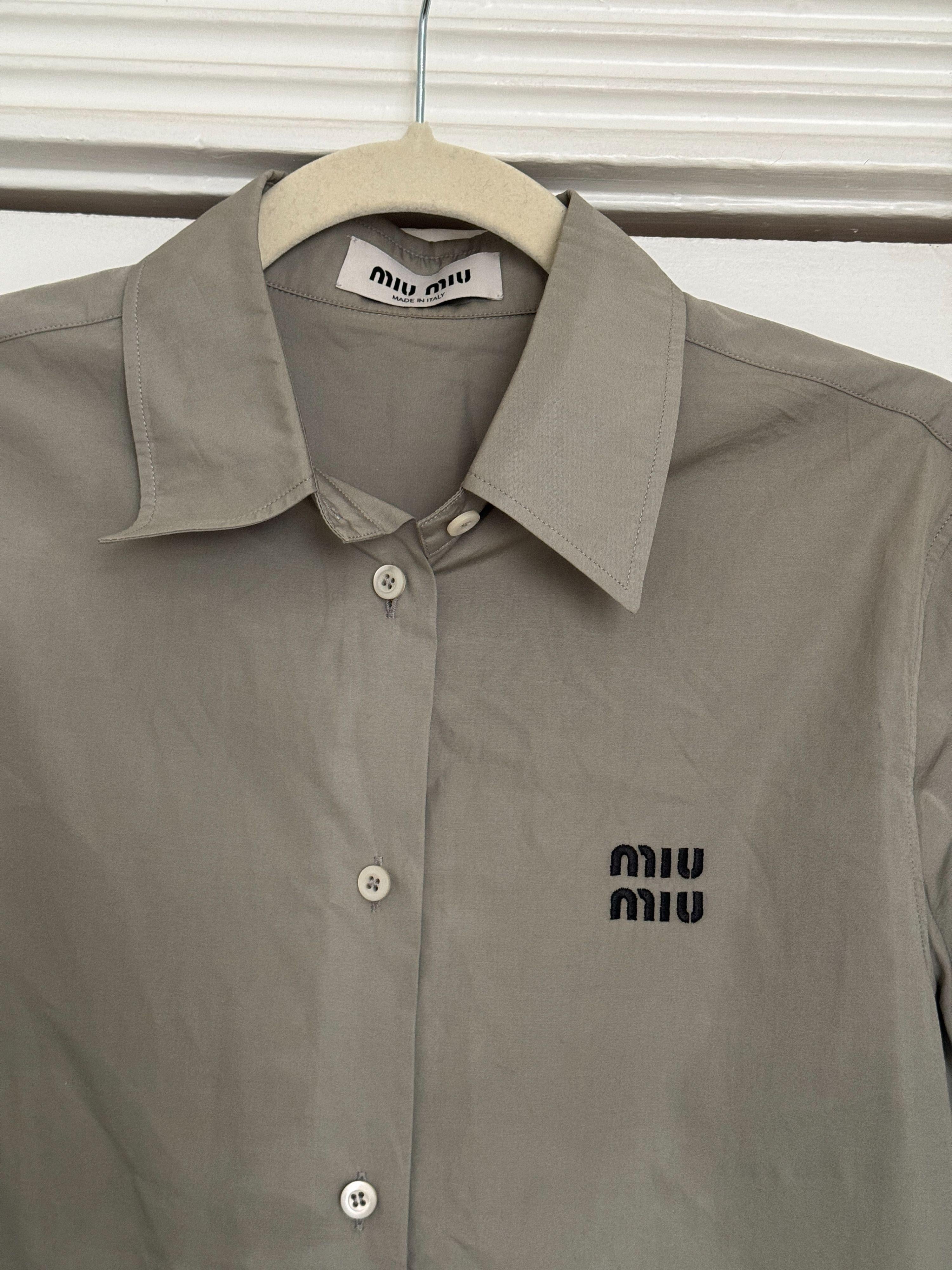 Miu Miu Grey Logo Detail Shirt