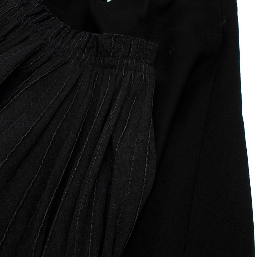 Sacai Black Wool Pleated Denim Skirt Midi Dress