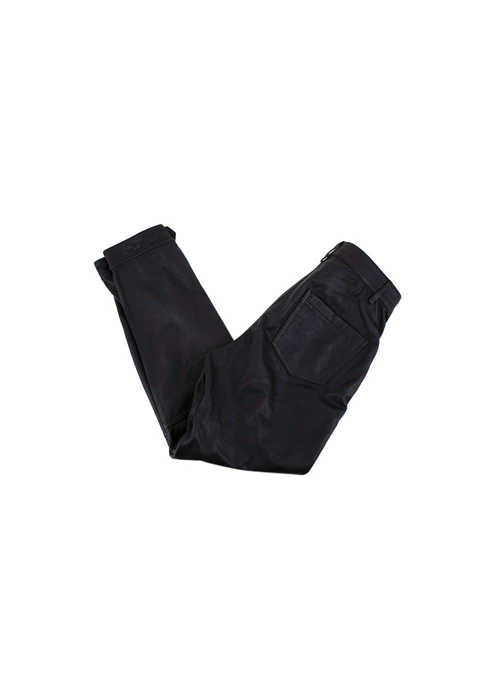 black cropped leather trousers
