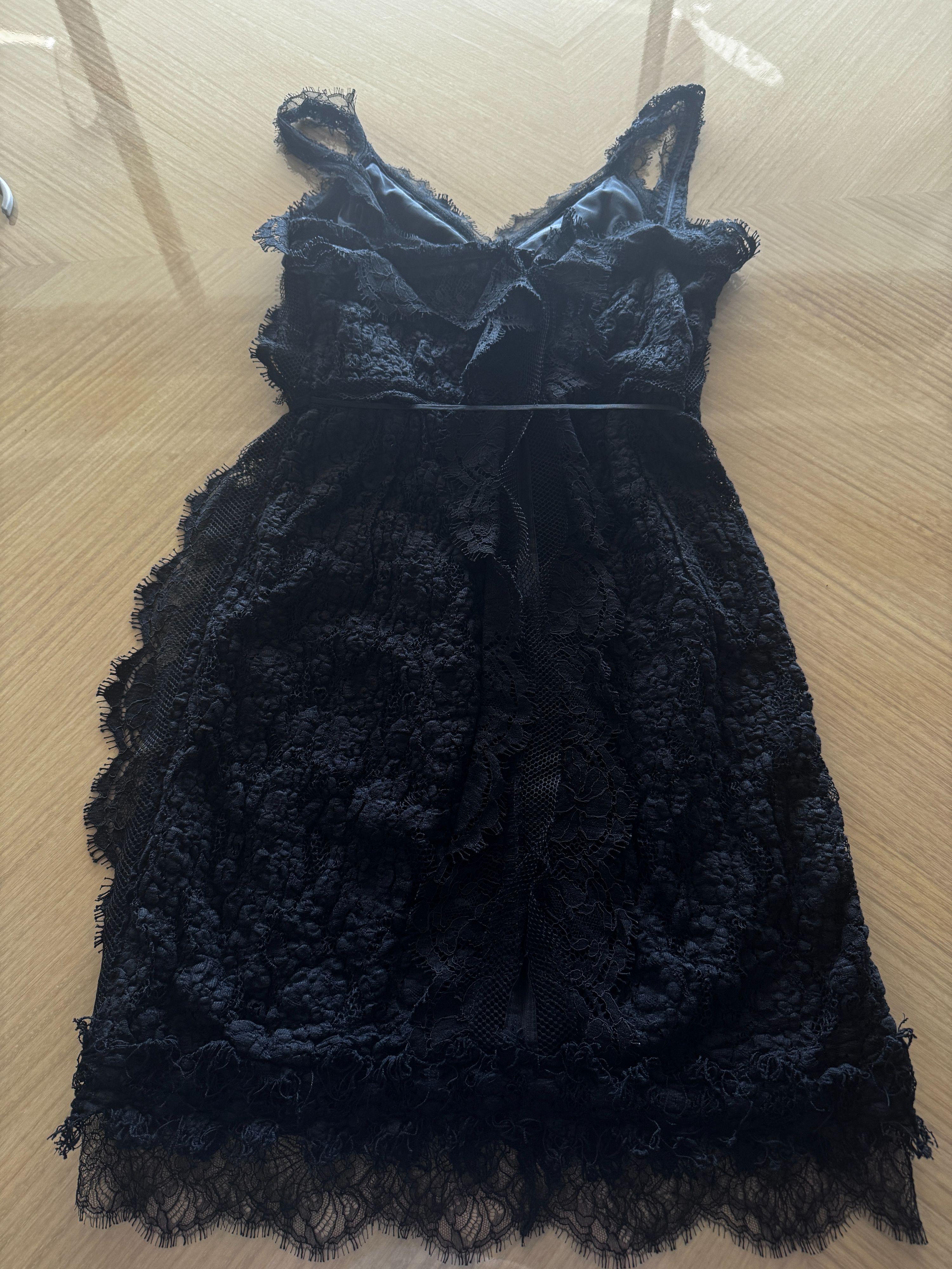 Lanvin Vintage Black Lace Cocktail Dress