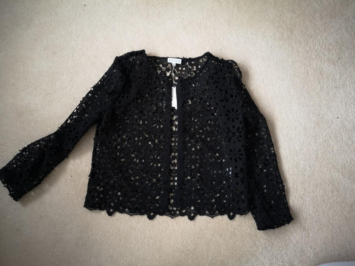 Claudie Pierlot Black Lace Ruffle Jacket