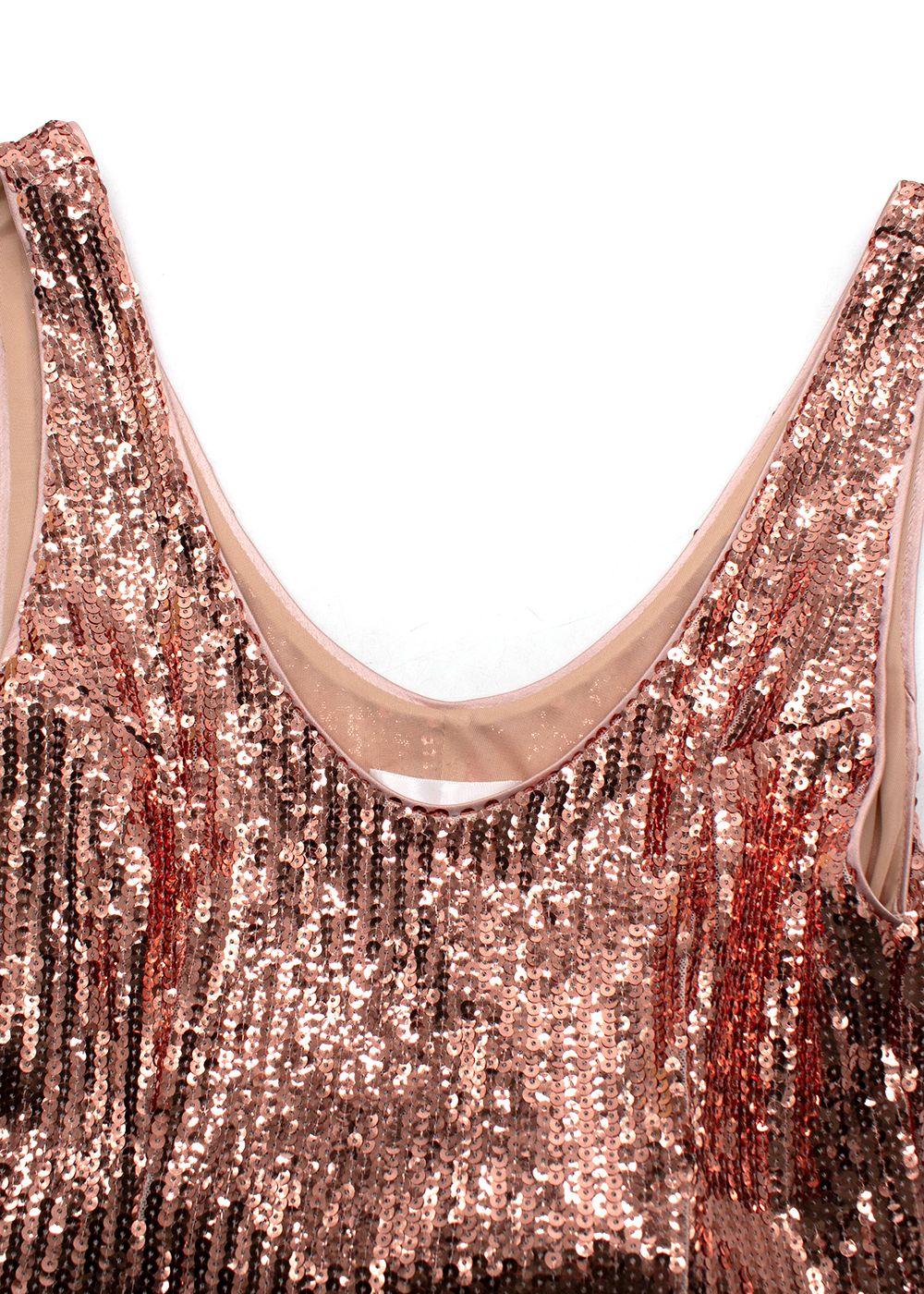 Galvan Rose Gold Mirror Sequin Valletta Dress
