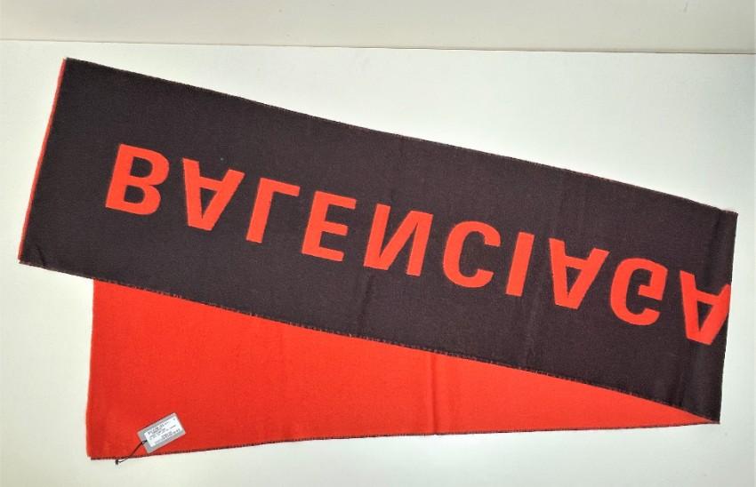 Balenciaga Orange Bi-Colour Logo Intarsia Scarf