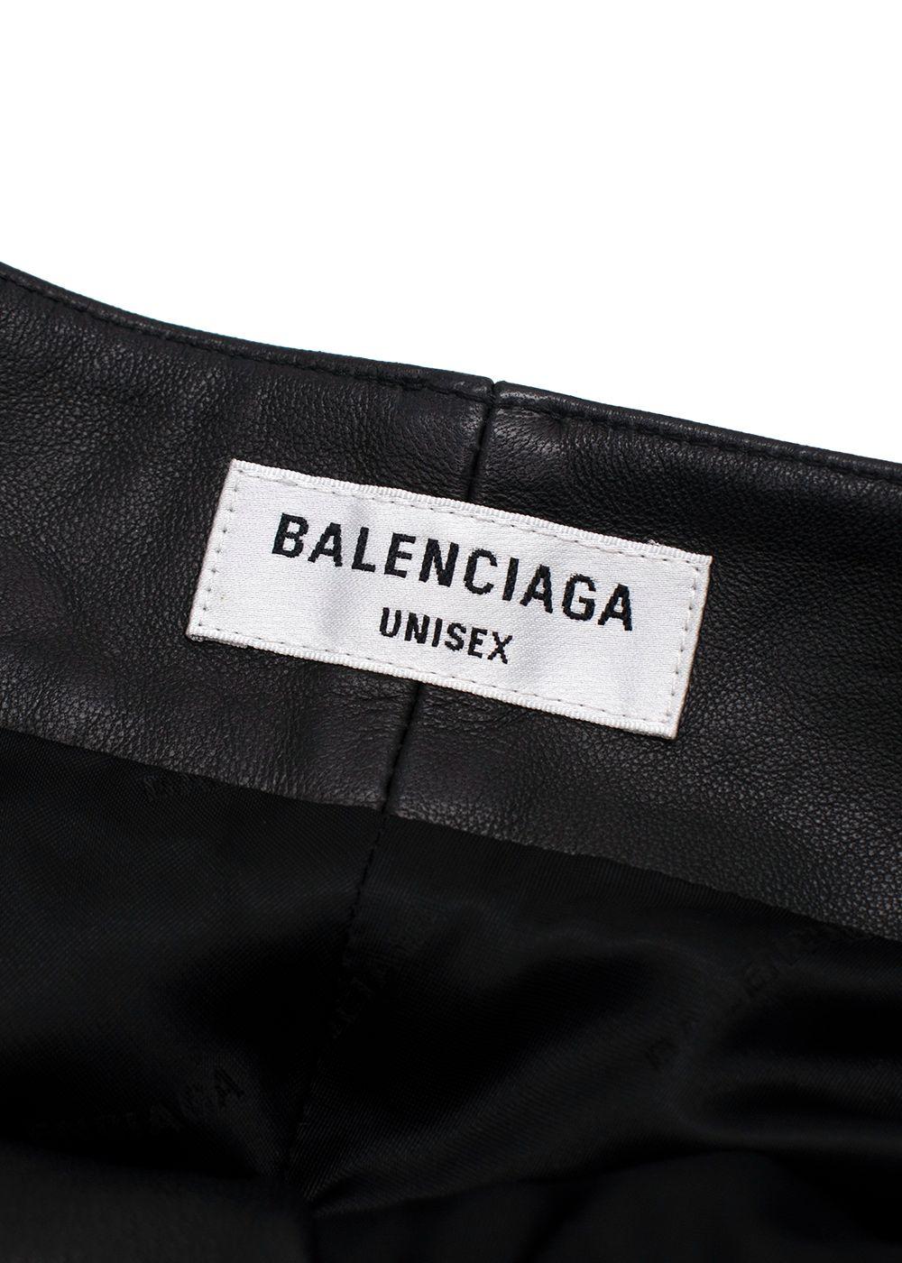 Balenciaga Black Unisex Straight Leg Leather Trousers