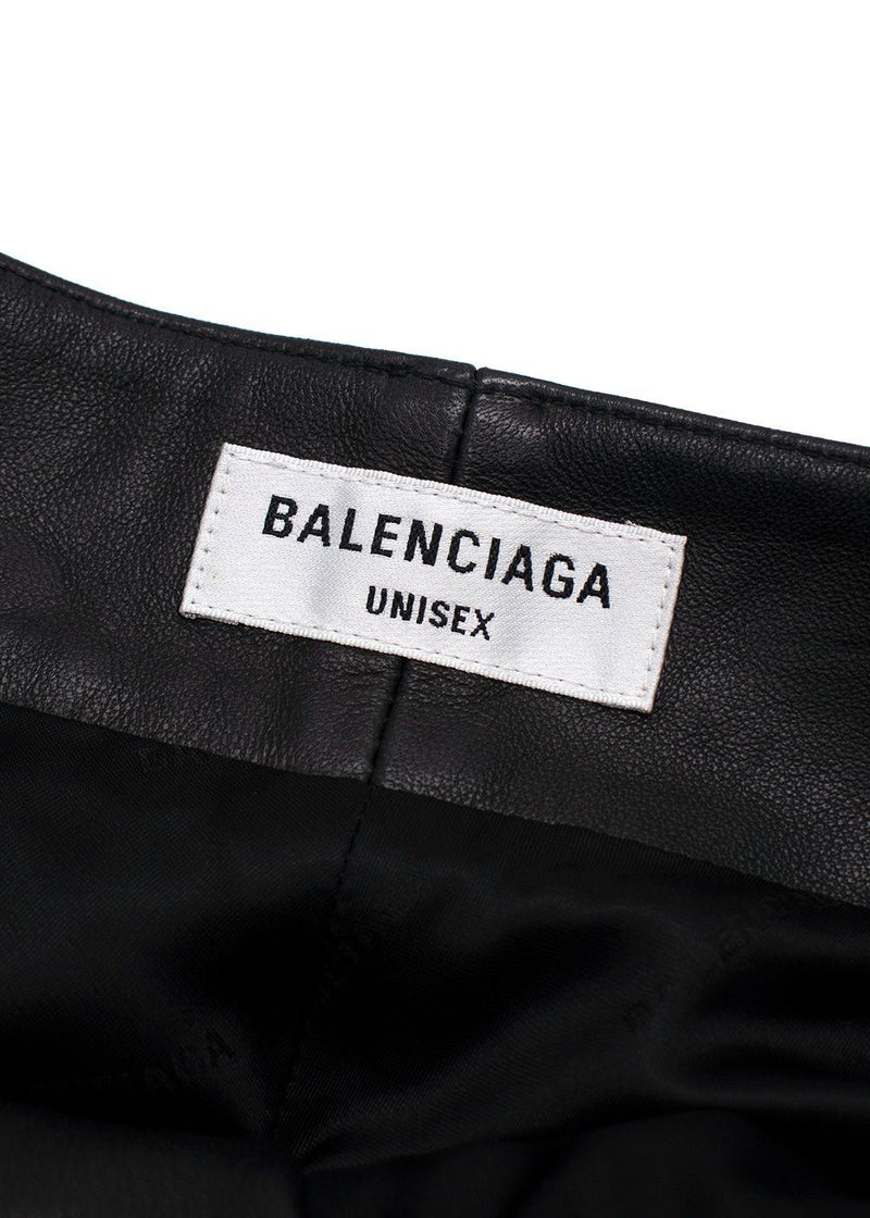 Balenciaga Black Unisex Straight Leg Leather Trousers