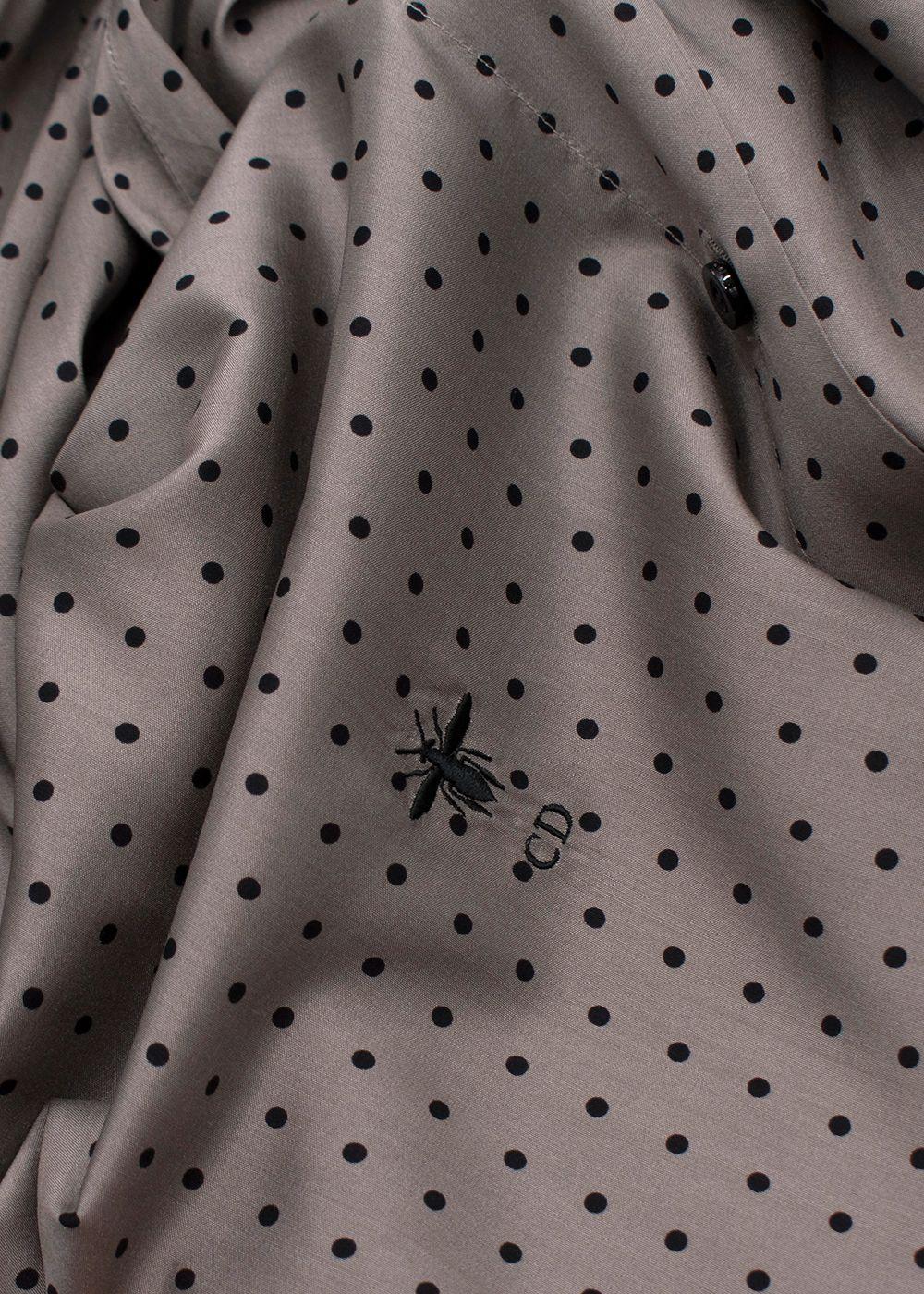 Dior Grey Polka Dot Silk Blouse