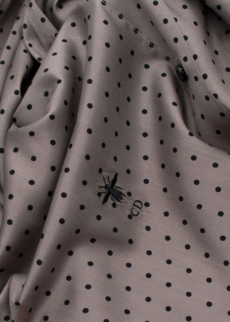 Dior Grey Polka Dot Silk Blouse