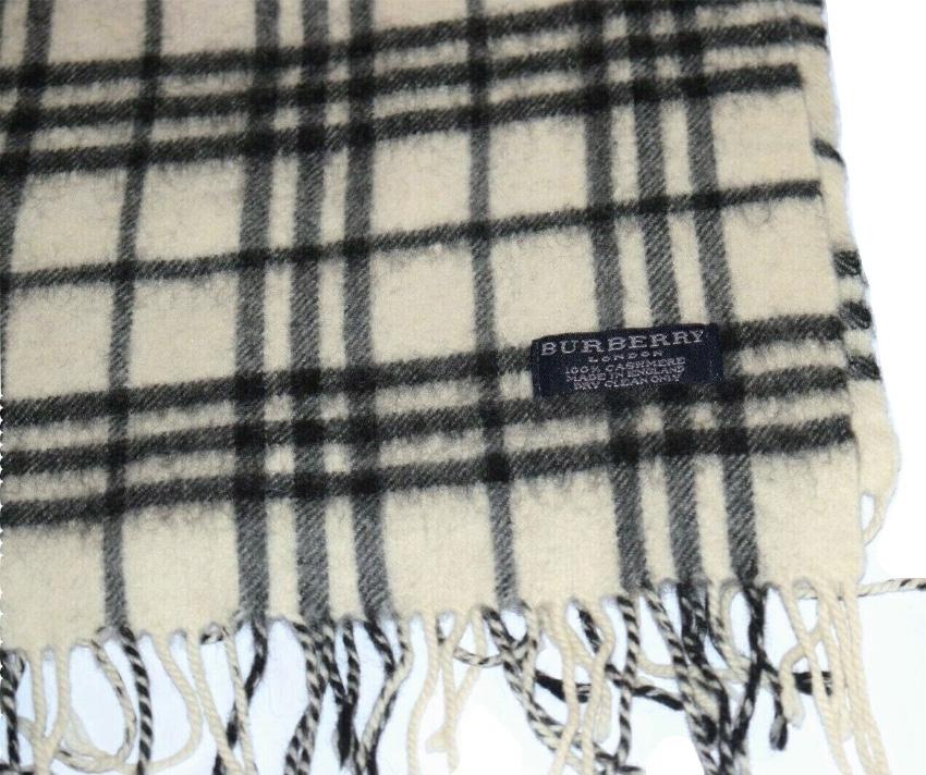 Cream Classic Check Cashmere Scaef