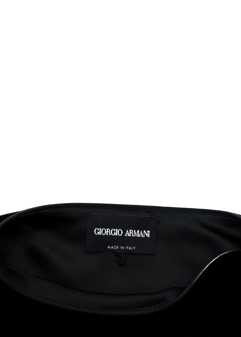 Giorgio Armani Black Gathered Velvet Blouse