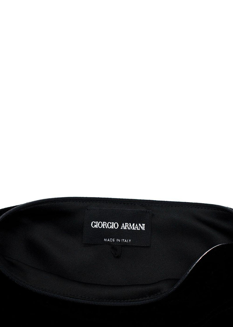 Giorgio Armani Black Gathered Velvet Blouse