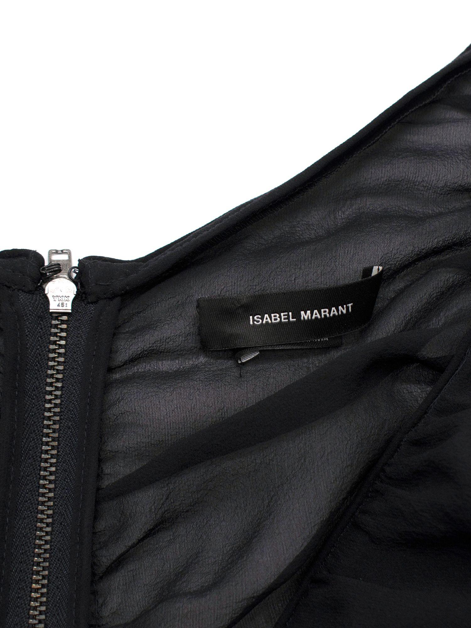 Isabel Marant Black Chiffon Ruched Mini Dress
