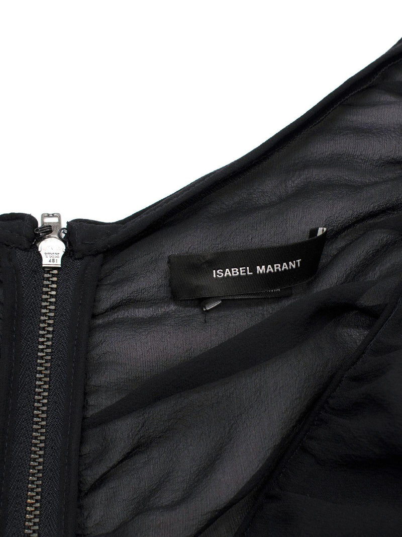 Isabel Marant Black Chiffon Ruched Mini Dress