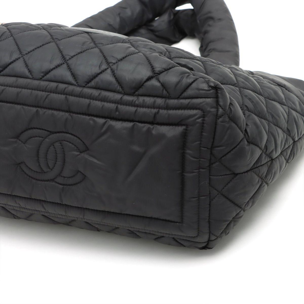 Coco Cocoon Black Nylon Quilted Tote Bag