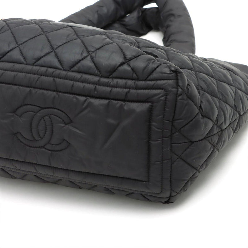 Coco Cocoon Black Nylon Quilted Tote Bag