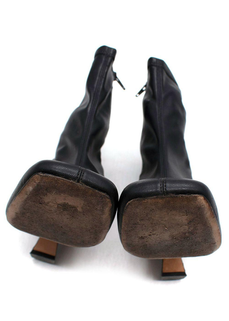 A.W.A.K.E Mode Black Leather Ankle Boots
