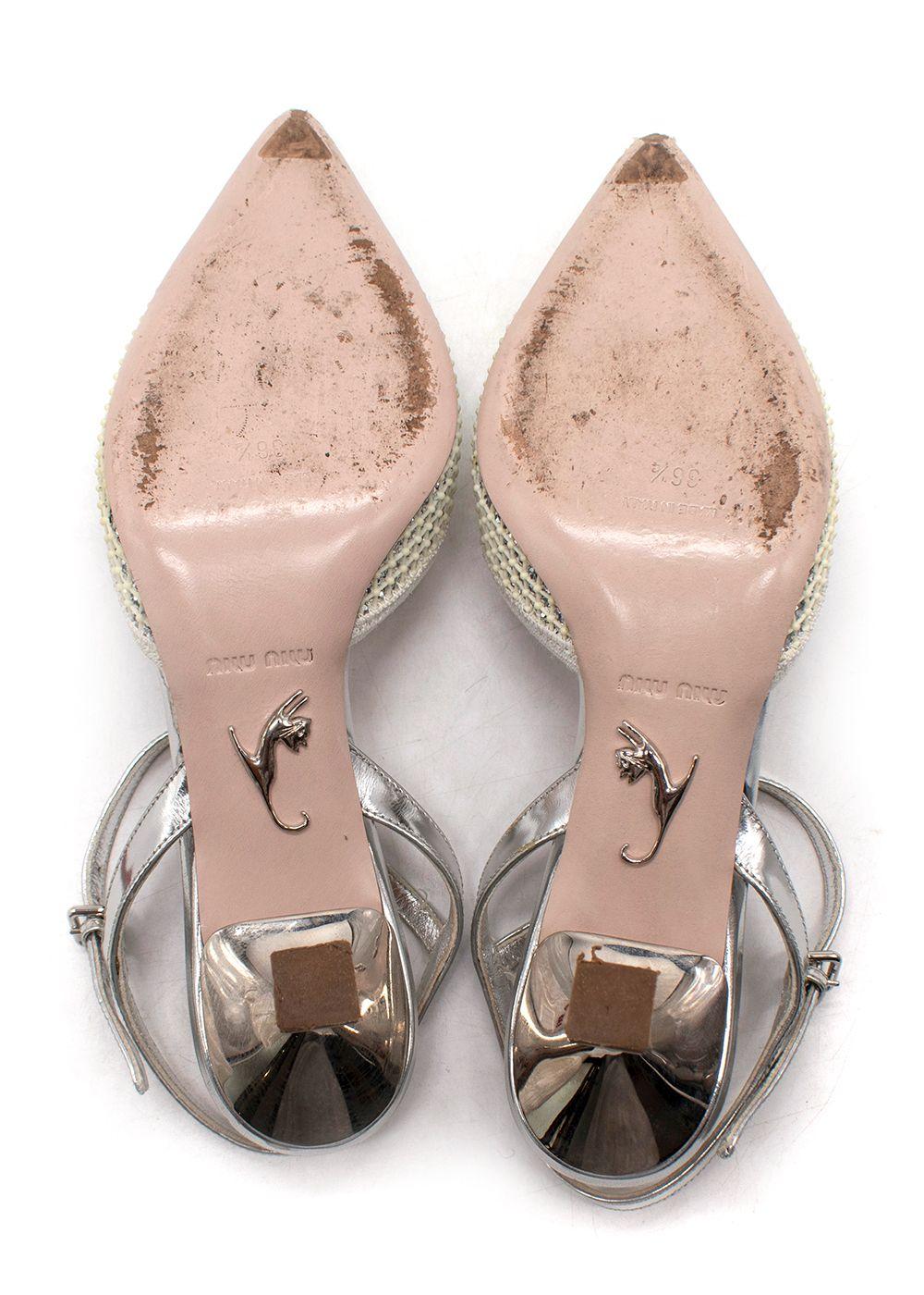 Miu Miu Silver Glitter Kitten Heels