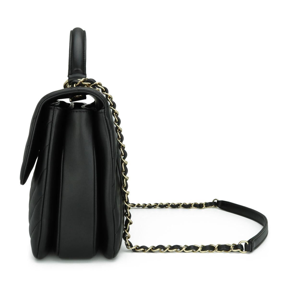 Chanel Black Chevron Trendy Top Handle Bag