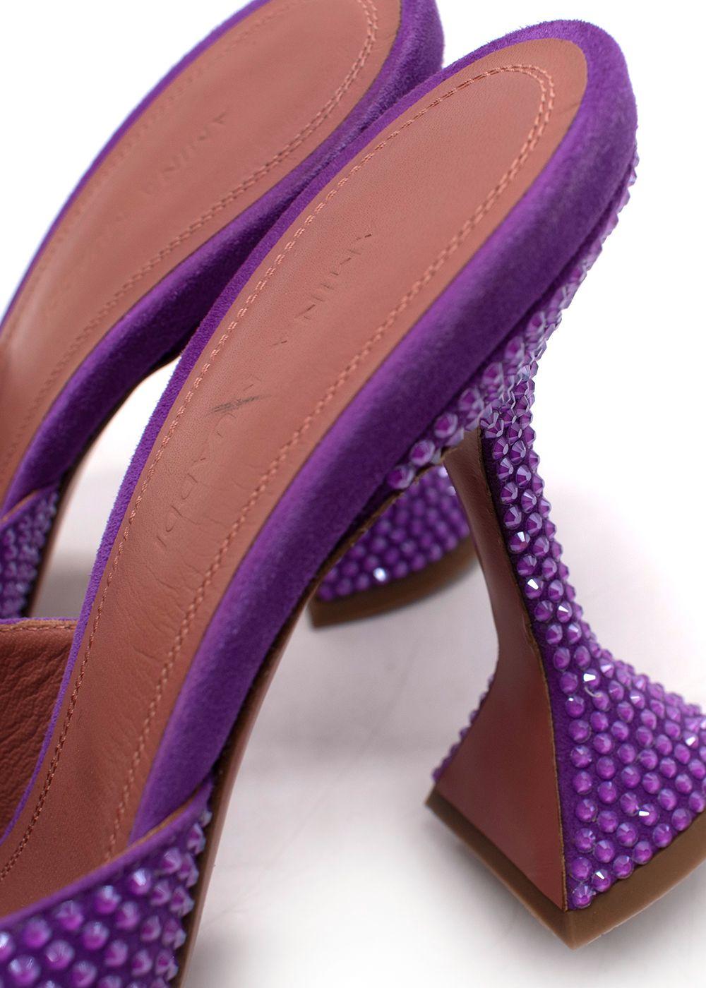 Amina Muaddi Purple Crystal Embellished Lupita Mules