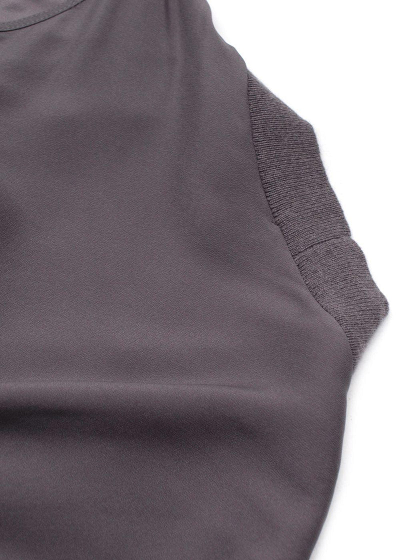 Brunello Cucinelli Cashmere Wool Grey Draped Top with Waist Tie