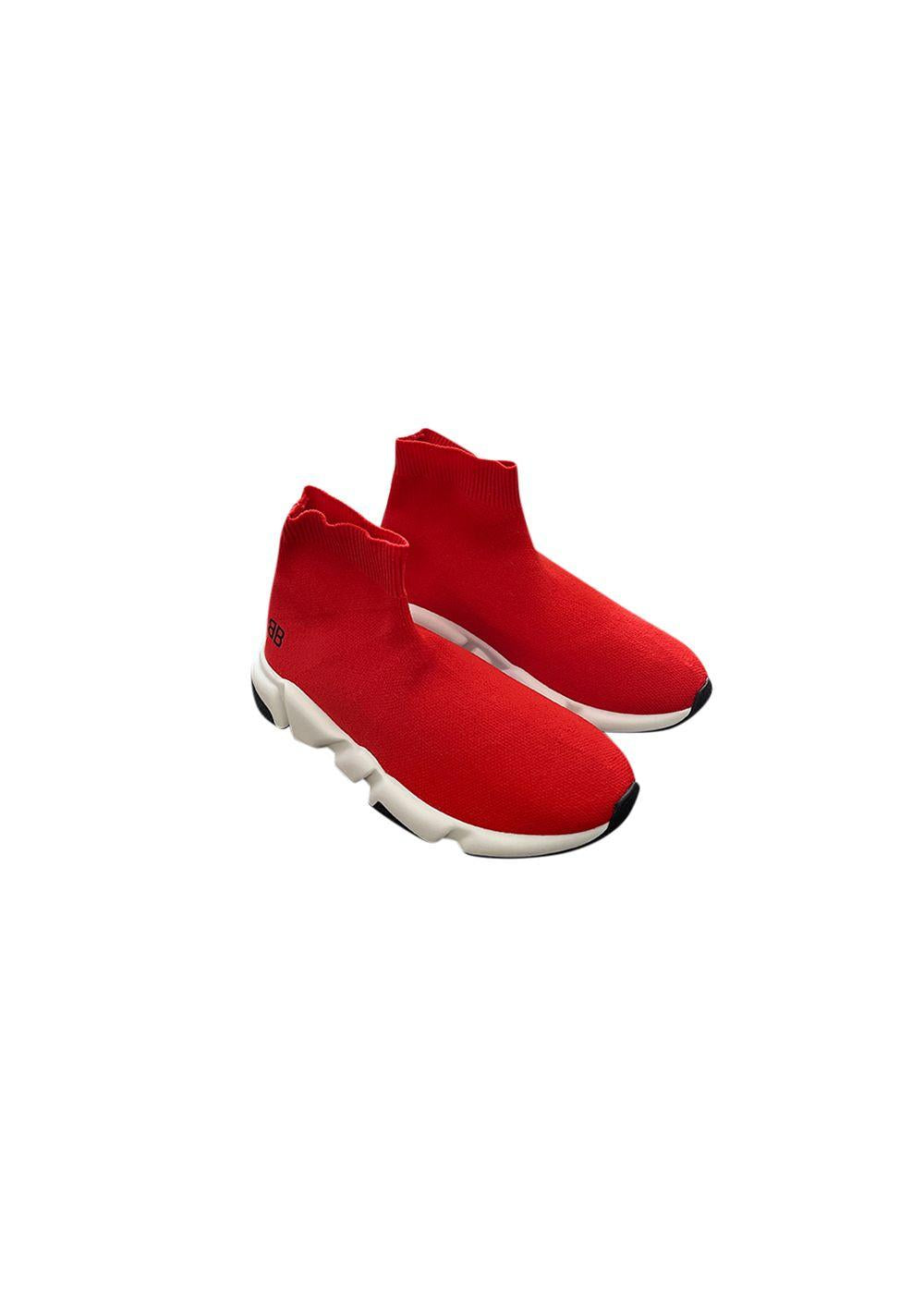 Red stretch-knit Speed sock trainers