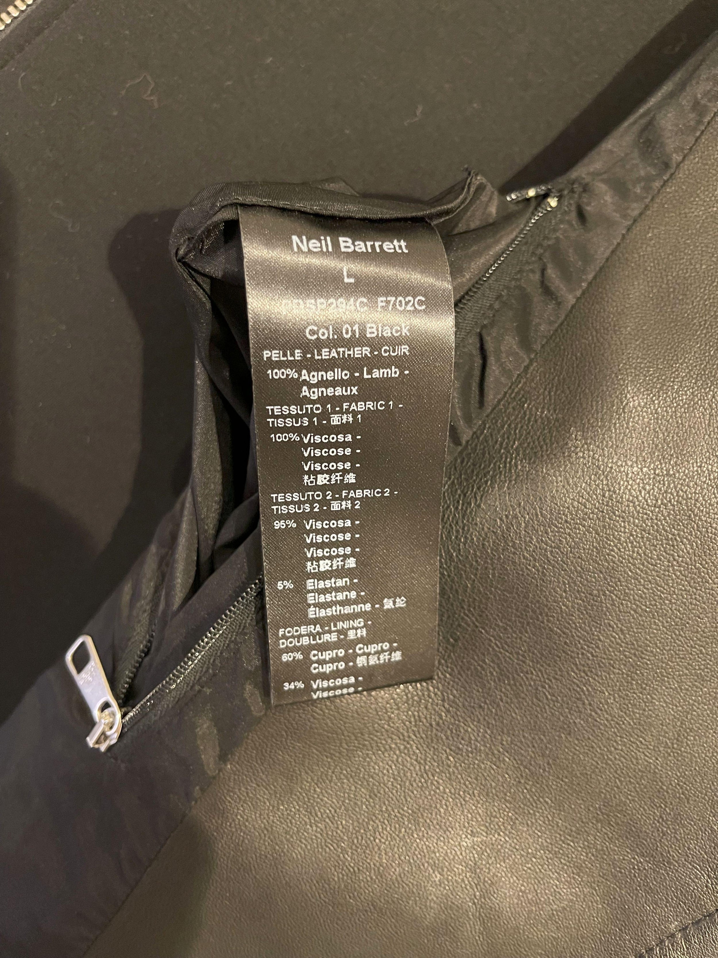leather & neoprene hooded biker jacket