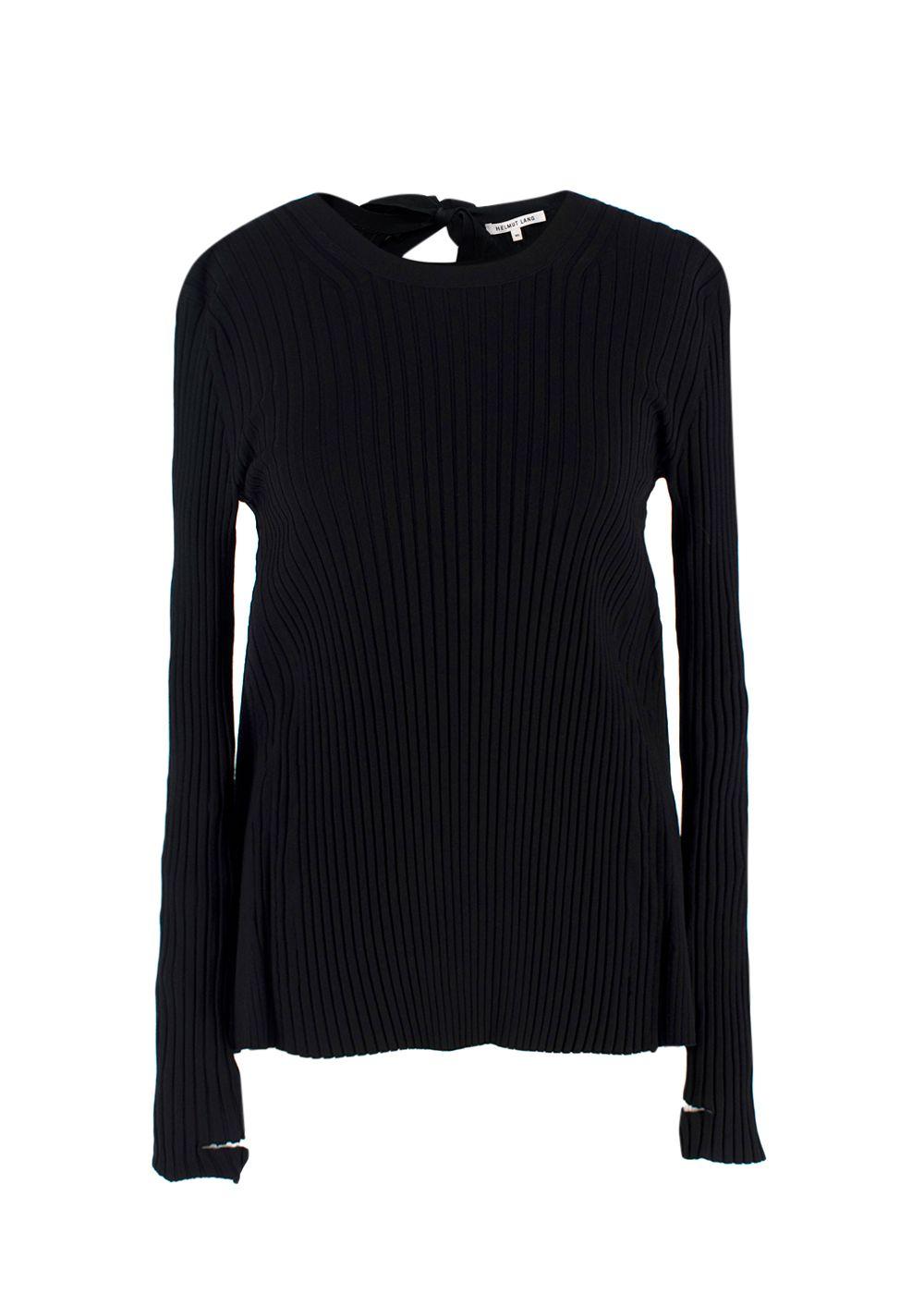 Helmut Lang Black Ribbed Bow Detail Backless Top