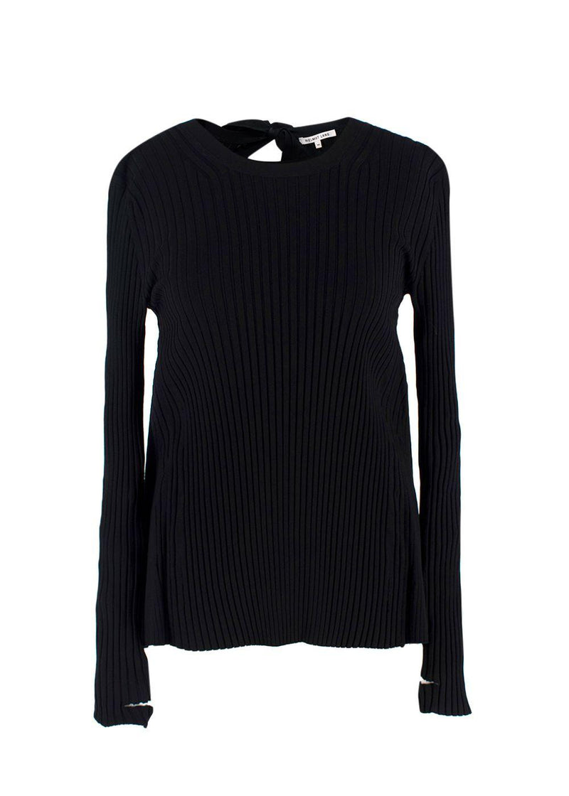 Helmut Lang Black Ribbed Bow Detail Backless Top