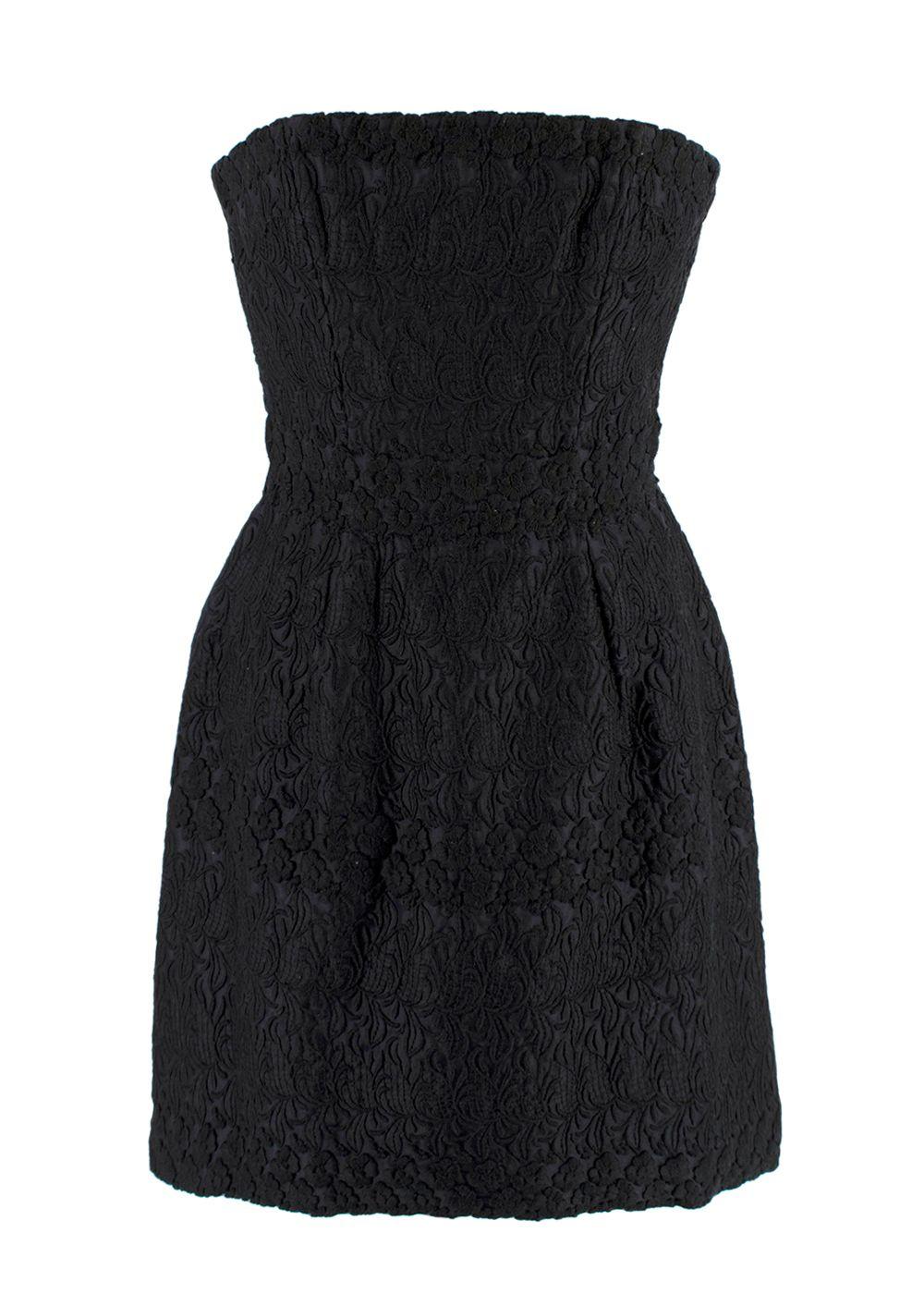 Giambattista Valli Black Cloque Strapless Mini Dress
