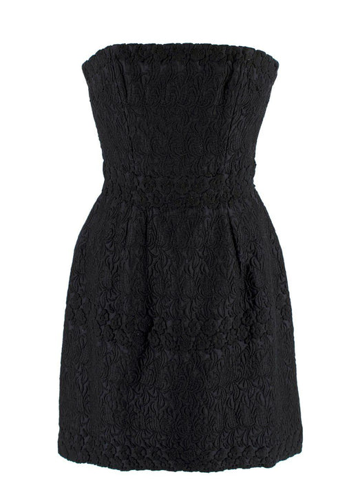 Giambattista Valli Black Cloque Strapless Mini Dress