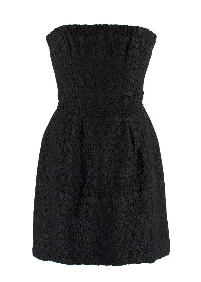 Giambattista Valli Black Cloque Strapless Mini Dress