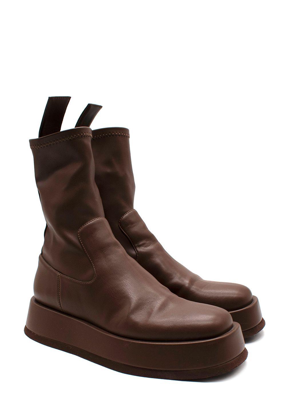Gia Borghini Chocolate Brown Rosie Leather Boots