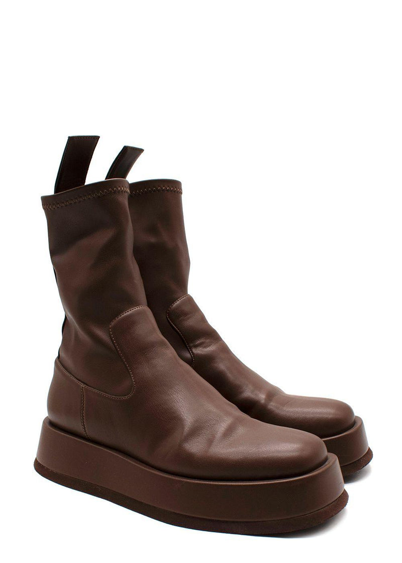 Gia Borghini Chocolate Brown Rosie Leather Boots