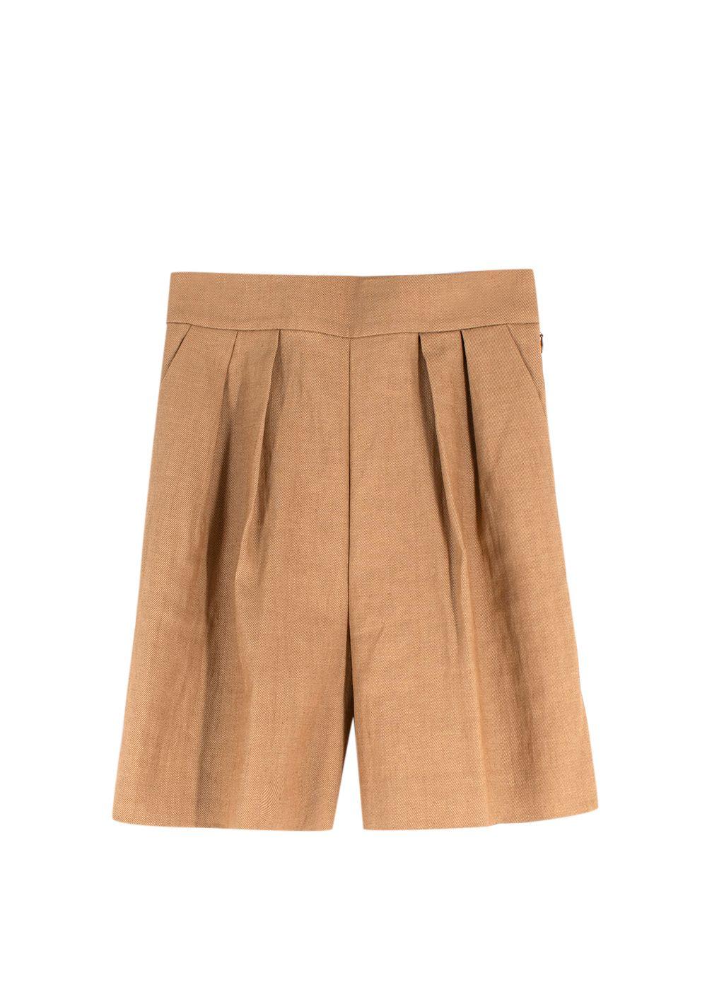 High Waisted Linen Blend Tailored Shorts