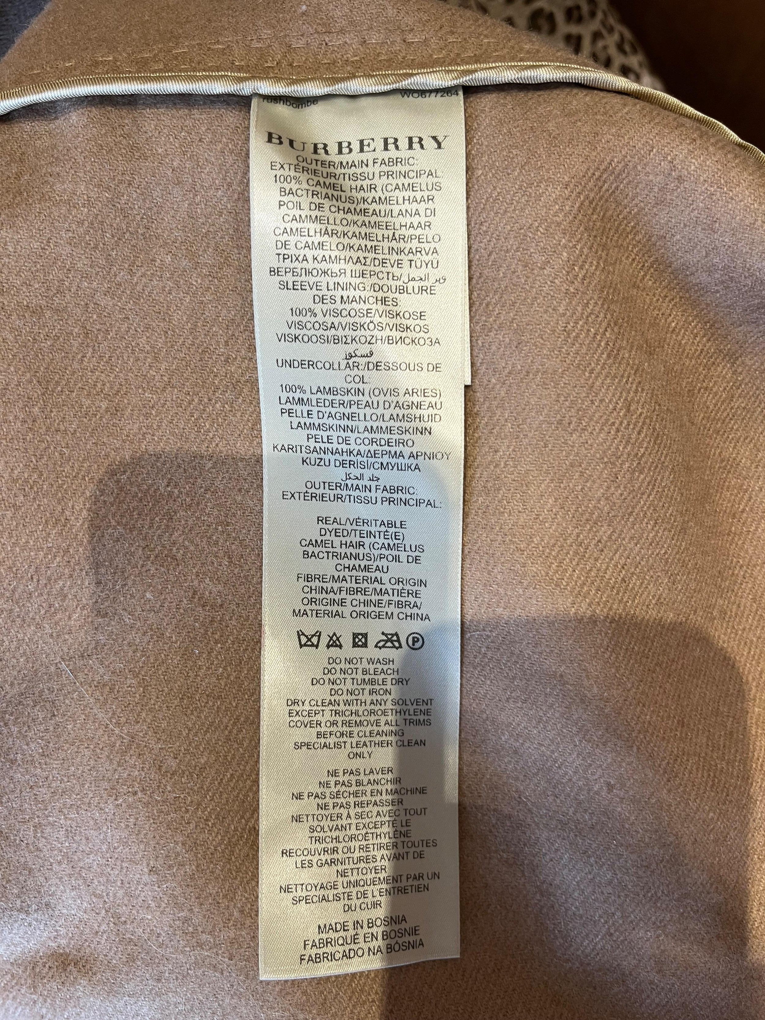 Burberry Beige Camel Hair Single Breasted Coat