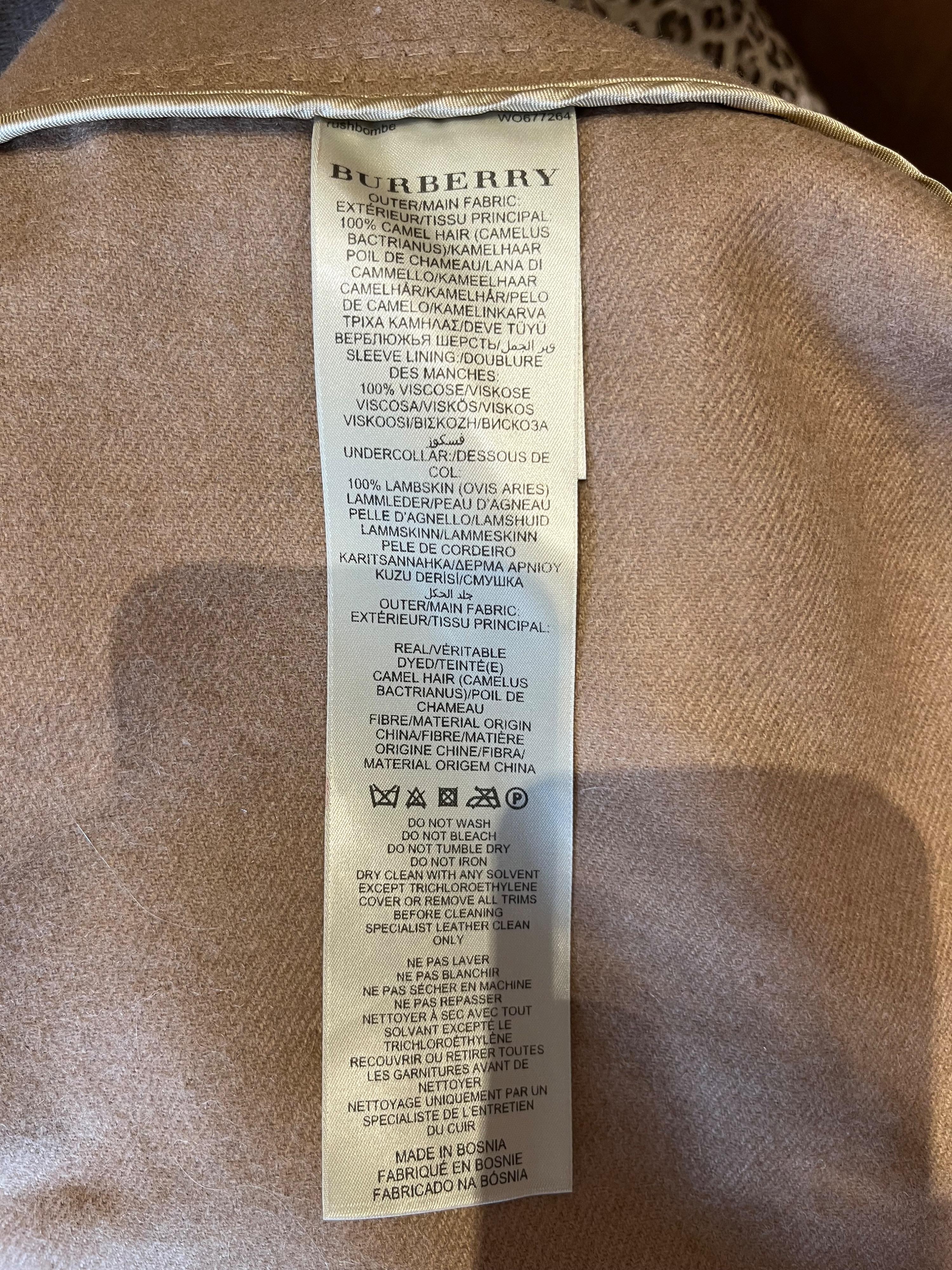 Burberry Beige Camel Hair Single Breasted Coat