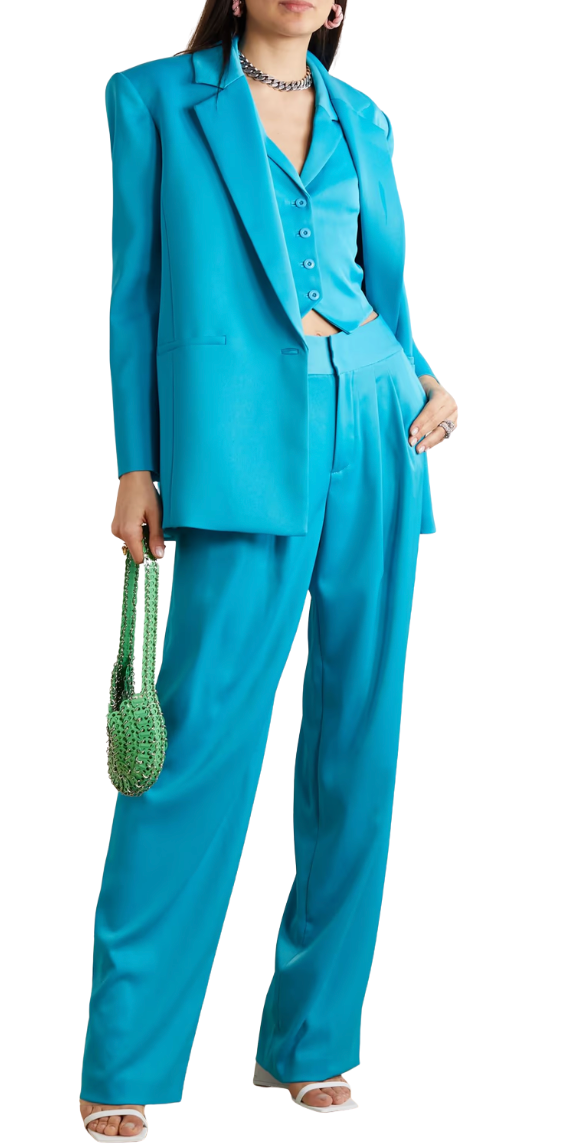 Alice + Olivia Turquoise Backless Waistcoat and Tailored Pant