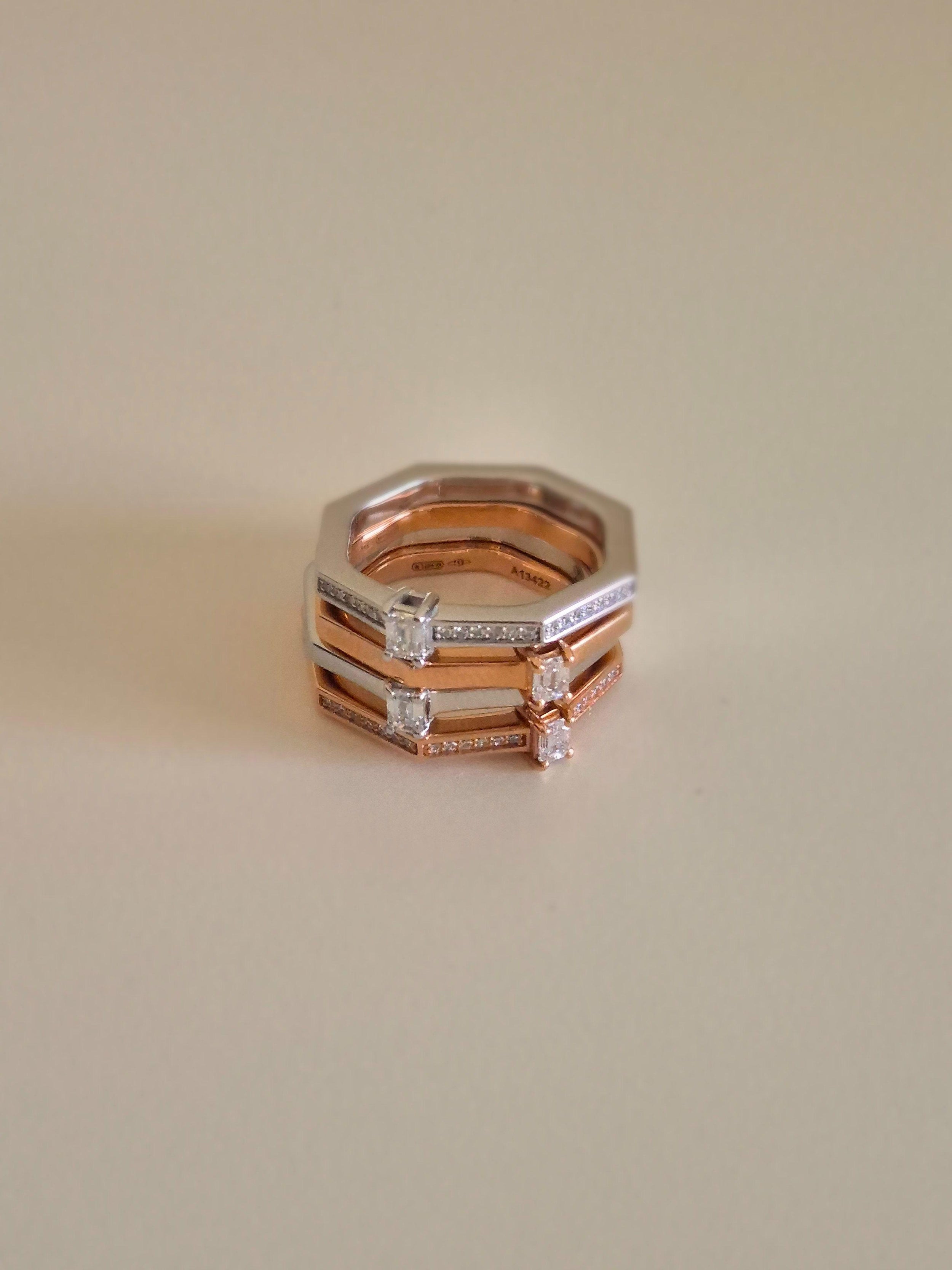 Zuzana Spustova  4 Diamond  Stack Rings US size 4.5