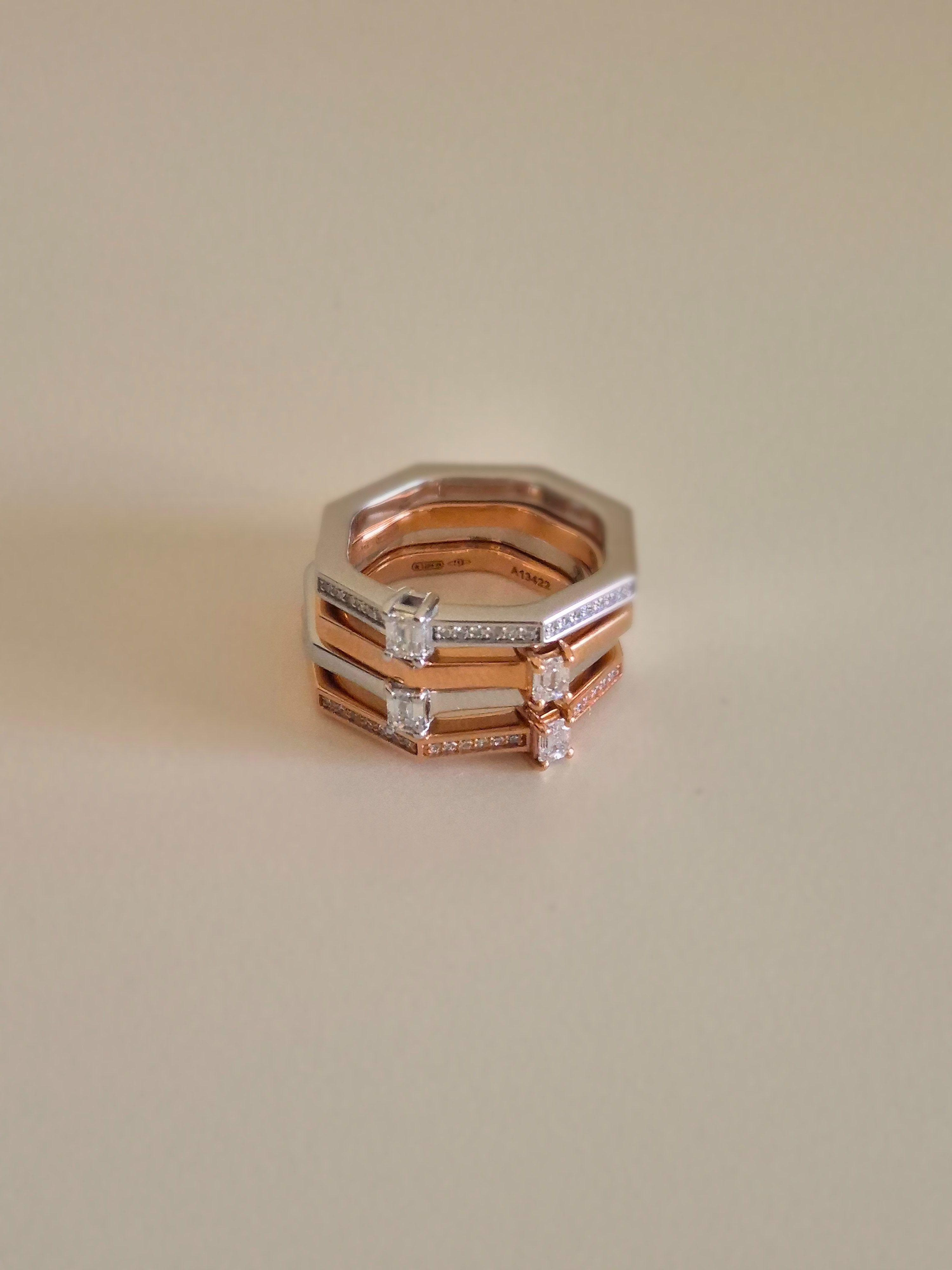 Zuzana Spustova  4 Diamond  Stack Rings US size 4.5