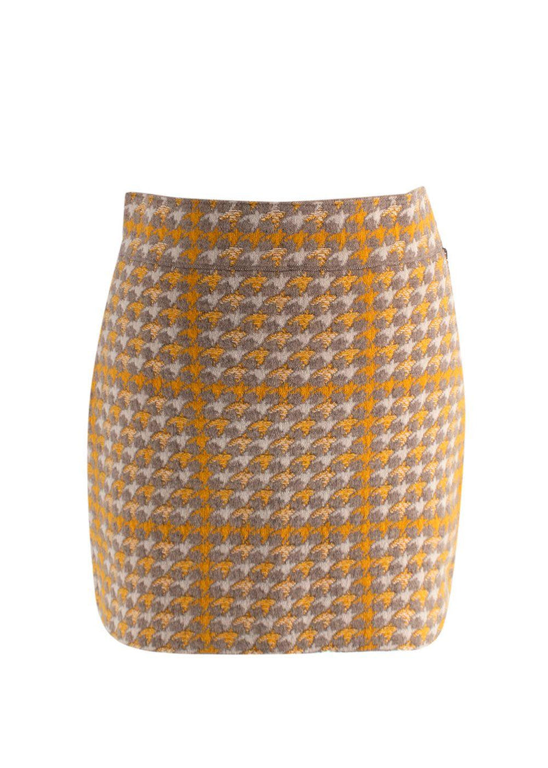 Barrie Yellow Houndstooth Cashmere Blend Jacket and Skirt Suit