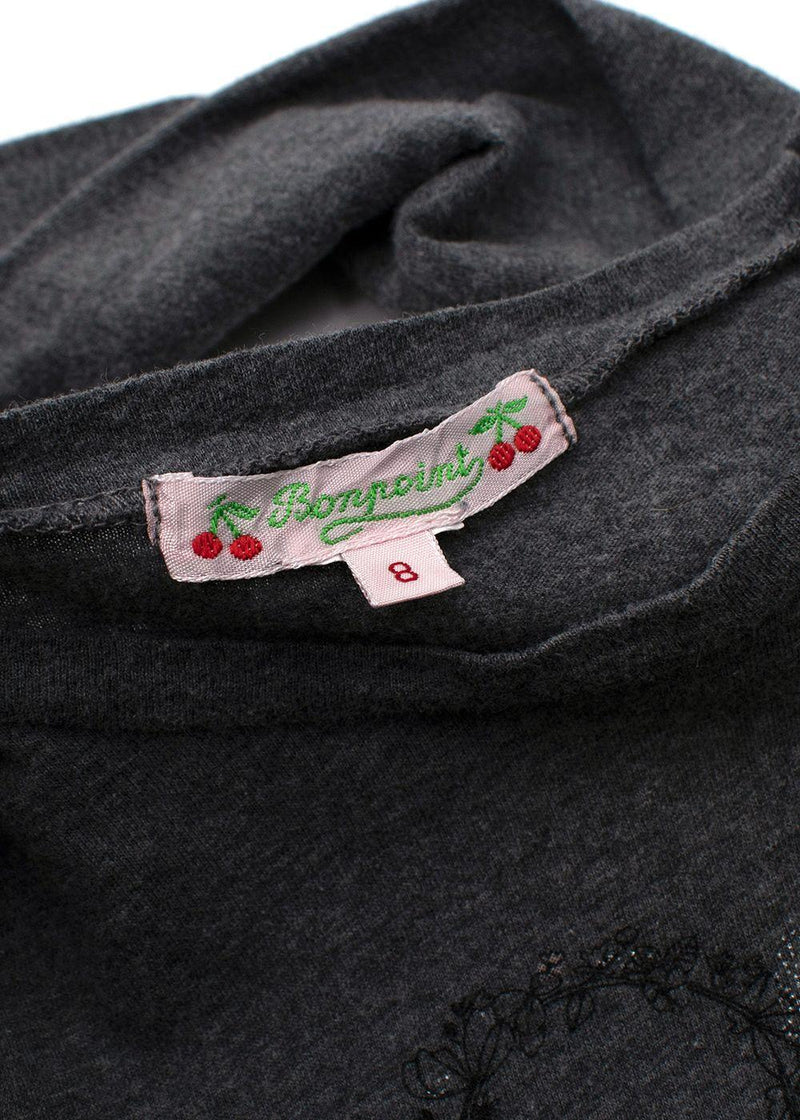 Grey Graphic Printed Long Sleeved Cotton T-Shirt