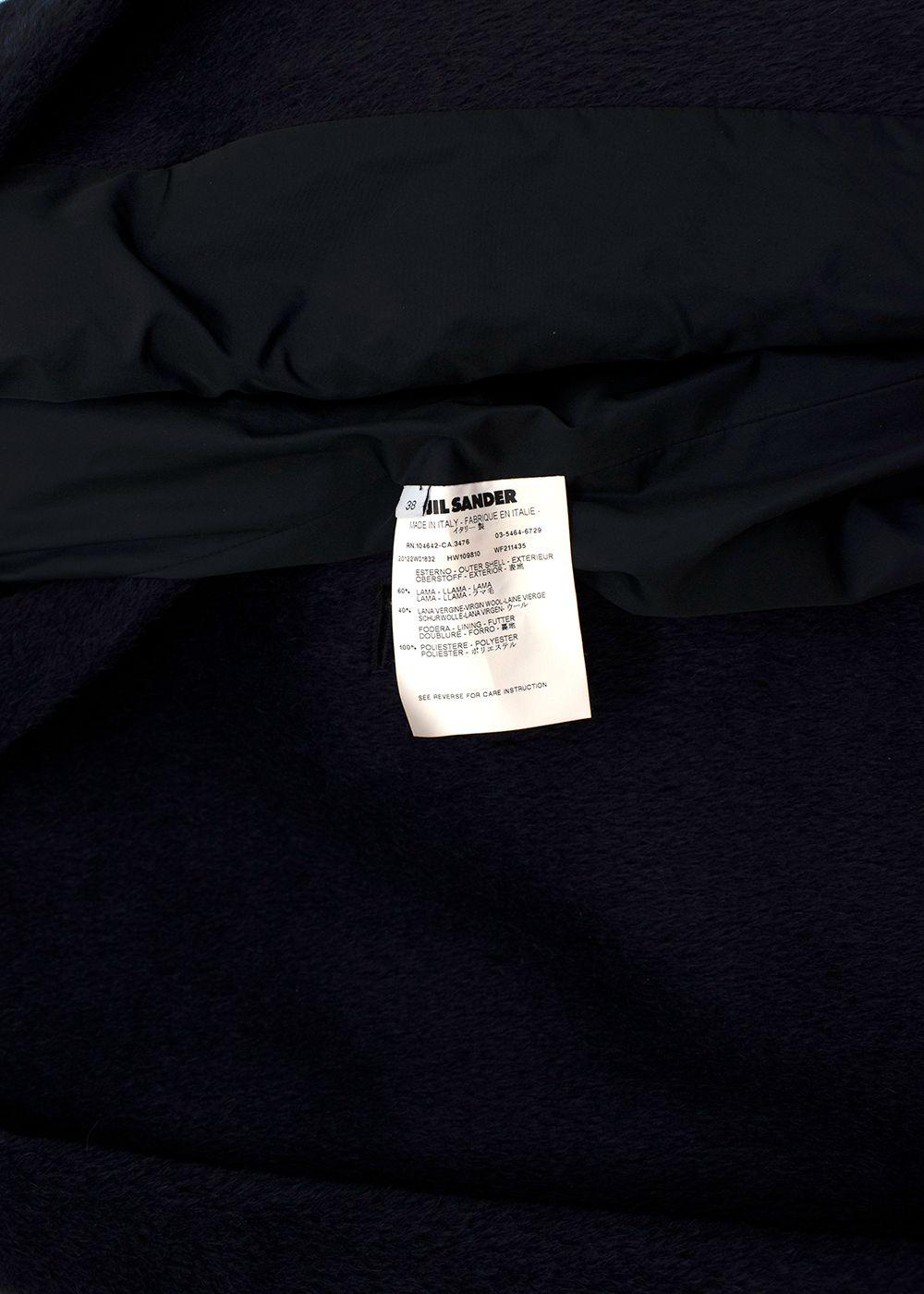 Navy Blue Llama Wool Blend Coat