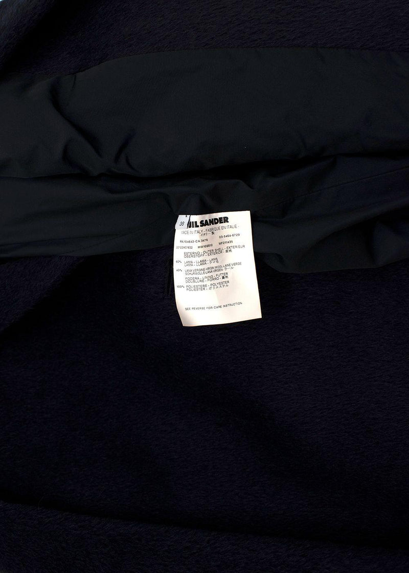 Navy Blue Llama Wool Blend Coat