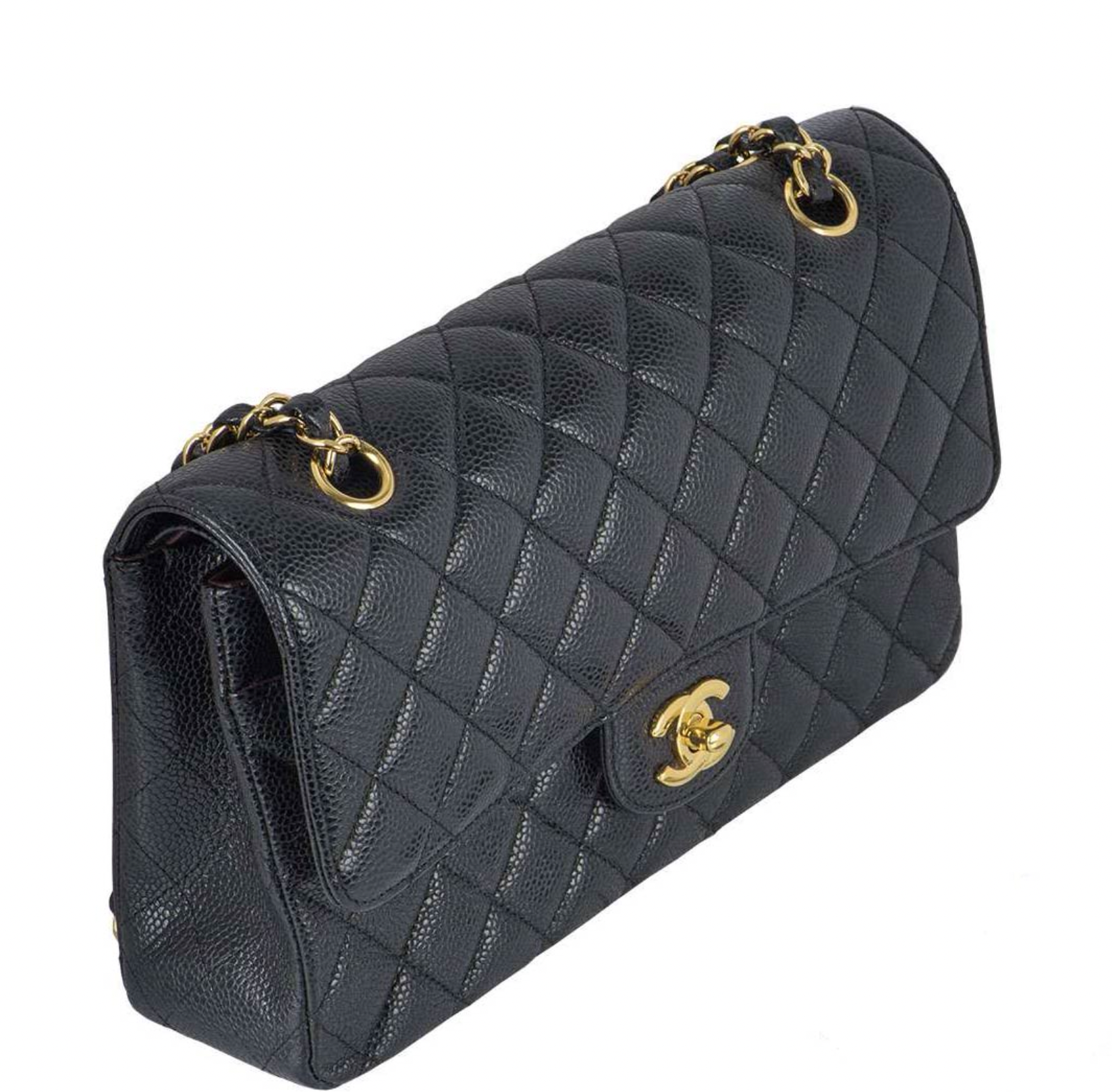 Black Caviar Quilted Jumbo Double Flap