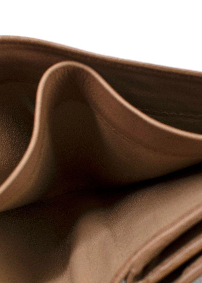 Bottega Veneta  Beige  Small Intrecciato Tri-Fold Wallet