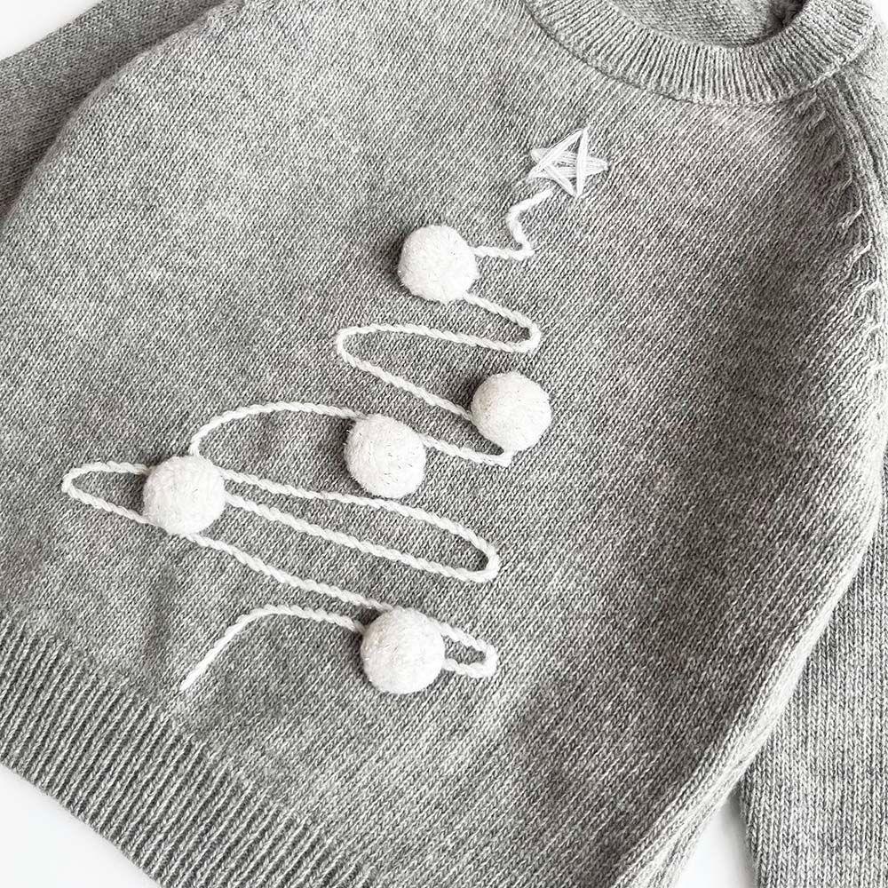 II Gufo Grey Merino Wool Christmas Jumper